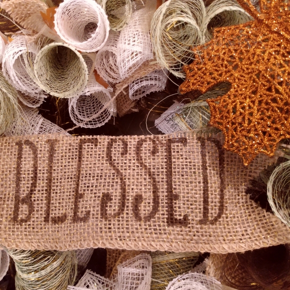Fall Themed "Blessed" Wreath - Picture 3 of 6